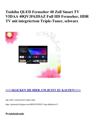 0356 toshiba qled fernseher 40 zoll smart tv vidaa 40qv3f63daz full hd fernseher  hdr tv mit integrierte