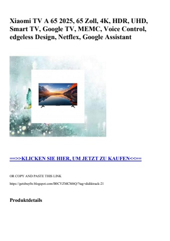 8170 xiaomi tv a 65 2025  65 zoll  4k  hdr  uhd  smart tv  google tv  memc  voice control  edgeless desi