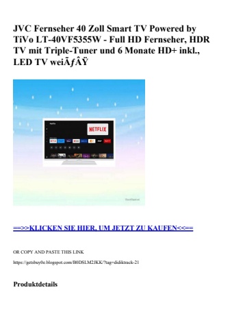 4564 jvc fernseher 40 zoll smart tv powered by tivo lt-40vf5355w - full hd fernseher  hdr tv mit triple-