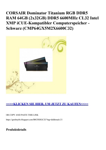 7987 corsair dominator titanium rgb ddr5 ram 64gb  2x32gb  ddr5 6600mhz cl32 intel xmp icue-kompatibler