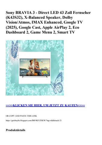 5383 sony bravia 3 - direct led 43 zoll fernseher  k43s32   x-balanced speaker  dolby vision atmos  imax