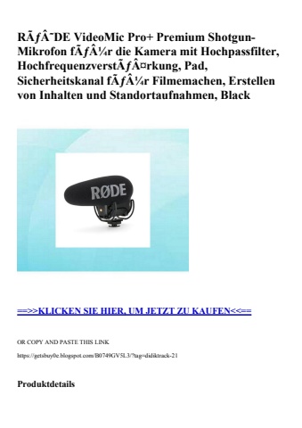 3852 rãƒâ˜de videomic pro  premium shotgun-mikrofon fãƒâ¼r die kamera mit hochpassfilter  hochfrequenzve