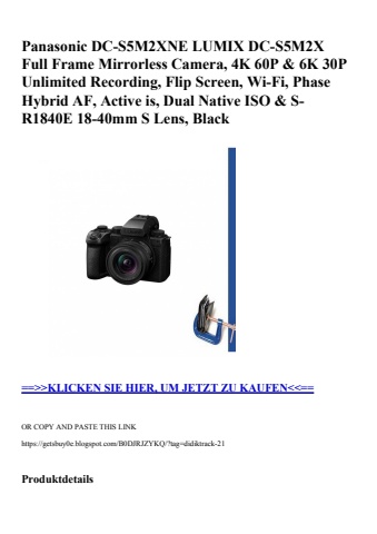 8469 panasonic dc-s5m2xne lumix dc-s5m2x full frame mirrorless camera  4k 60p   6k 30p unlimited recordi