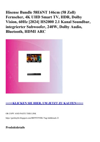 4934 hisense bundle 58e6nt 146cm  58 zoll  fernseher  4k uhd smart tv  hdr  dolby vision  60hz  2024  hs