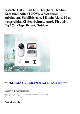 7876 insta360 go 3s 128 gb - tragbare 4k mini-kamera  freihand-povs  ãƒâœberall anbringbar  stabilisieru