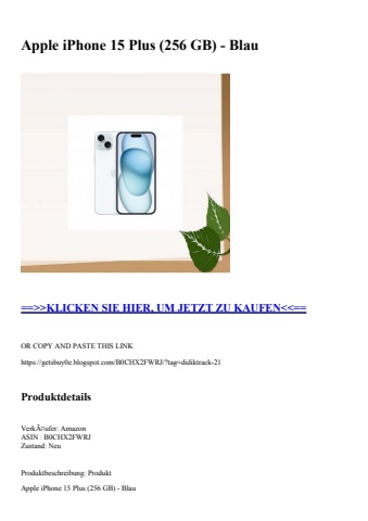 6462 apple iphone 15 plus  256 gb  - blau