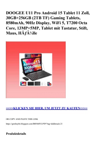 6759 doogee u11 pro android 15 tablet 11 zoll  30gb 256gb  2tb tf  gaming tablets  8580mah  90hz display