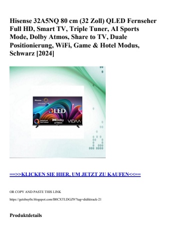 8536 hisense 32a5nq 80 cm  32 zoll  qled fernseher full hd  smart tv  triple tuner  ai sports mode  dolb