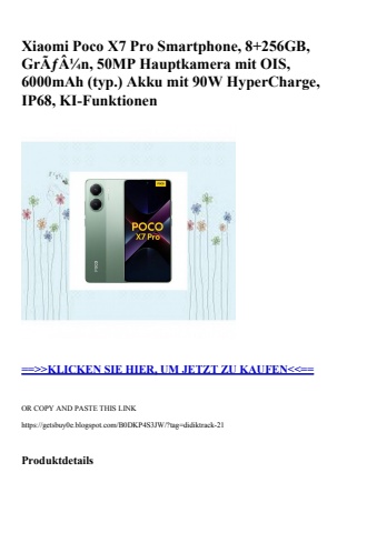 6182 xiaomi poco x7 pro smartphone  8 256gb  grãƒâ¼n  50mp hauptkamera mit ois  6000mah  typ