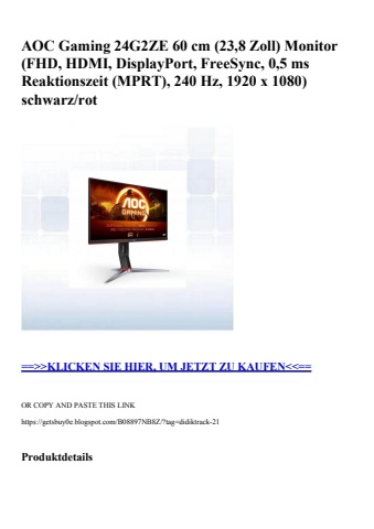 5966 aoc gaming 24g2ze 60 cm  23 8 zoll  monitor  fhd  hdmi  displayport  freesync  0 5 ms reaktionszeit