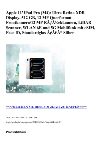 6726 apple 11' ipad pro  m4   ultra retina xdr display  512 gb  12 mp querformat frontkamera 12 mp rãƒâ¼
