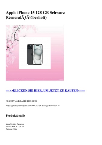 8251 apple iphone 15 128 gb schwarz-  generalãƒâ¼berholt