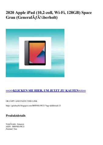 4497 2020 apple ipad  10 2-zoll  wi-fi  128gb  space grau  generalãƒâ¼berholt