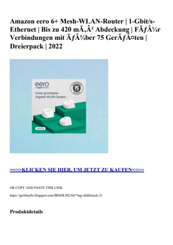 6923 amazon eero 6  mesh-wlan-router   1-gbit s-ethernet   bis zu 420 mã‚â² abdeckung   fãƒâ¼r verbindun