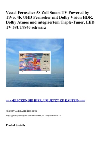 4765 vestel fernseher 58 zoll smart tv powered by tivo  4k uhd fernseher mit dolby vision hdr  dolby atm