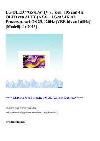 0494 lg oled77g57lw tv 77 zoll  195 cm  4k oled evo ai tv  ãžâ±11 gen2 4k ai prozessor  webos 25  120hz