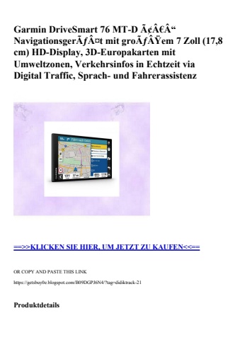 6559 garmin drivesmart 76 mt-d ã¢â€â“ navigationsgerãƒâ¤t mit groãƒâÿem 7 zoll  17 8 cm  hd-display  3d-