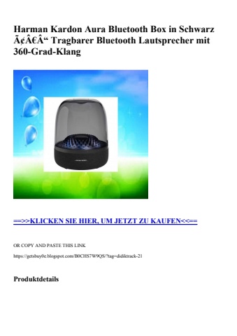 6308 harman kardon aura bluetooth box in schwarz ã¢â€â“ tragbarer bluetooth lautsprecher mit 360-grad-kl