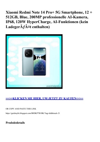 7548 xiaomi redmi note 14 pro  5g smartphone  12   512gb  blue  200mp professionelle ai-kamera  ip68  12