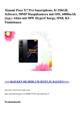 9227 xiaomi poco x7 pro smartphone  8 256gb  schwarz  50mp hauptkamera mit ois  6000mah  typ