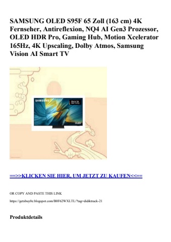 6718 samsung oled s95f 65 zoll  163 cm  4k fernseher  antireflexion  nq4 ai gen3 prozessor  oled hdr pro