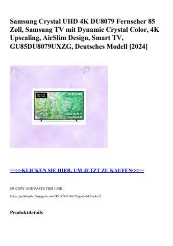 2836 samsung crystal uhd 4k du8079 fernseher 85 zoll  samsung tv mit dynamic crystal color  4k upscaling
