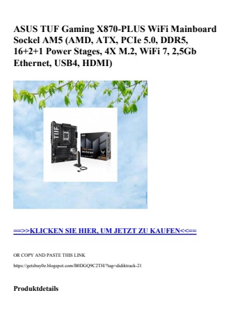 7550 asus tuf gaming x870-plus wifi mainboard sockel am5  amd  atx  pcie 5