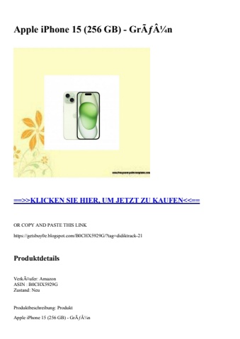 5395 apple iphone 15  256 gb  - grãƒâ¼n