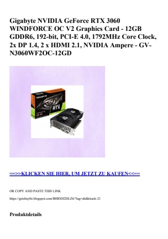 8427 gigabyte nvidia geforce rtx 3060 windforce oc v2 graphics card - 12gb gddr6  192-bit  pci-e 4