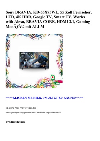 1544 sony bravia  kd-55x75wl  55 zoll fernseher  led  4k hdr  google tv  smart tv  works with alexa  bra