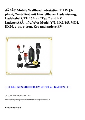 8485 dãƒâ© mobile wallbox ladestation 11kw  3-phasig 7m 6-16a  mit einstellbarer ladeleistung  ladekabel