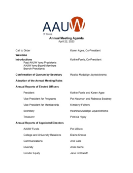 AAUW IOWA STATE ANNUAL MEETING