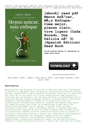 [ebook] read pdf menos azãƒâºcar  mãƒâ¡s enfoque come mejor  piensa claro  vive ligero (cada bocado