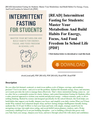[read] intermittent fasting for students master your metabolism and build habits for energy  focus