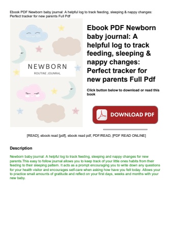 ebook pdf  newborn baby journal a helpful log to track feeding  sleeping & nappy changes perfect tra