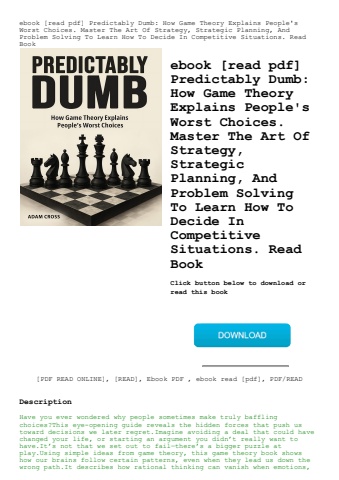 ebook [read pdf] predictably dumb how game theory explains people's worst choices