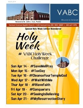 VABC Newsletter 2019 Holy Week