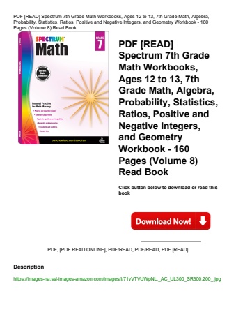 pdf [read] spectrum 7th grade math workbooks  ages 12 to 13  7th grade math  algebra  probability  s