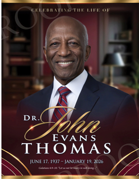 Dr John Evans Thomas Funeral Singlefold - OPTION 1