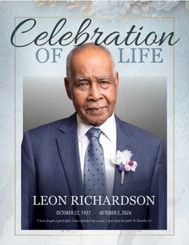 Leon Richardson Funeral Booklet Program