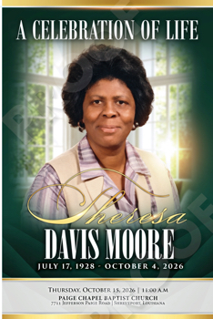 Theresa Davis Moore Funeral Card