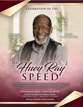 Huey Ray Speed Funeral Program