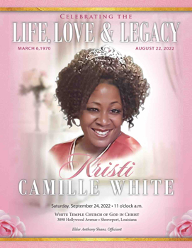 Kristi Camille White Funeral Booklet Program