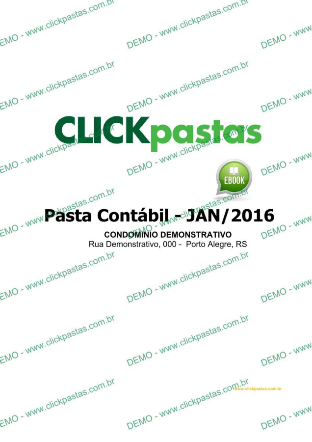 DEMO - CONDOMINIO DEMONSTRATIVO - Pasta Contábil Jan/2016