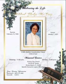 Mildred McCray Funeral Program