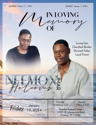 Neemon Holcomb Electronic Funeral Program