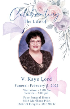 Kaye Lord Funeral Program