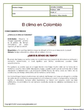 sdw Guía grado 6° El Clima en Colombia