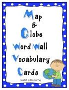 MapandGlobeWordWallVocabularyCardsgeographyFREEBIE