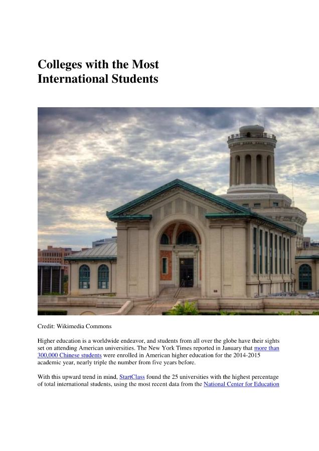 Colleges with the Most International